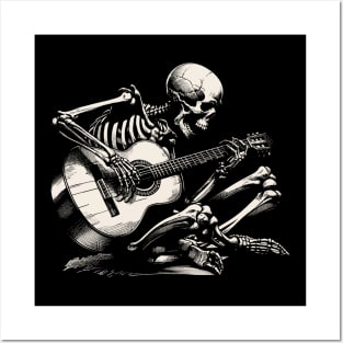 Skeleton Playing Guitar Posters and Art